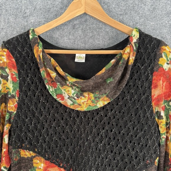 This & That Sweater Sz Large Artsy Boho Floral Crochet Colorblock Pullover Tunic - Picture 4 of 13